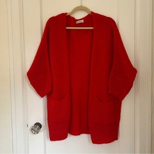 Nina Kendosa Chunky Red Wool Cardigan